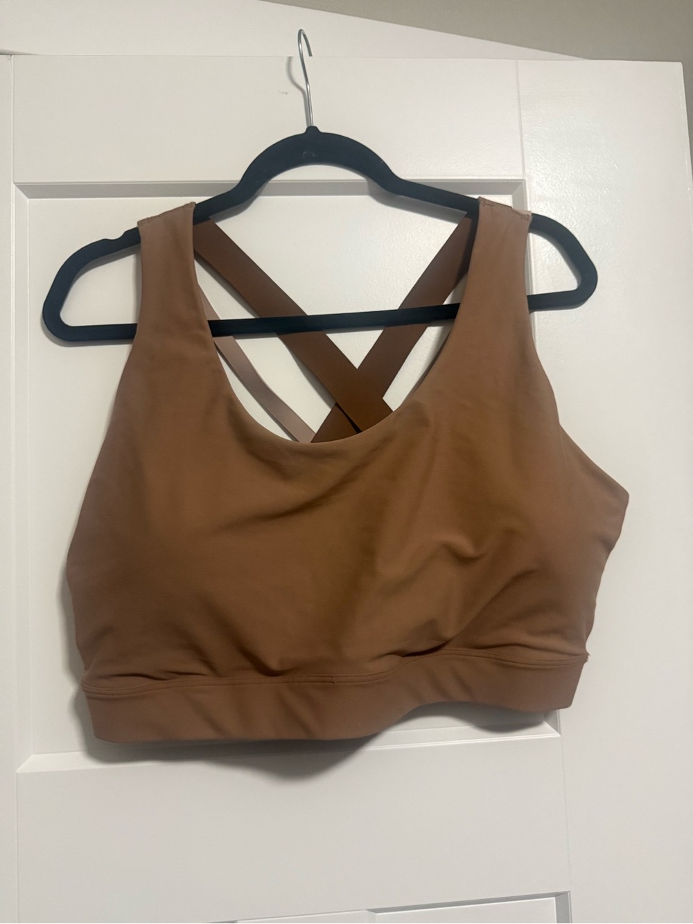 Tan Cross-Back Sports Bralette